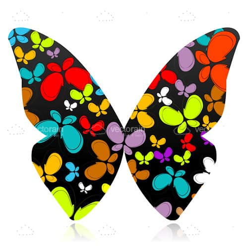 Colorful Butterfly with Smaller Butterflies Pattern